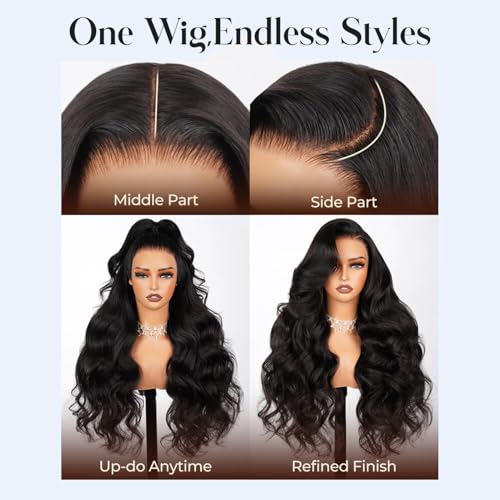 30 inch Body Wave Lace Front Wigs Human Hair 200% Density Pull Go 13x6 HD Transparent Glueless Human Hair Wig for Women Pre Plucked Pre Cut Bleached Knots with Baby Hair