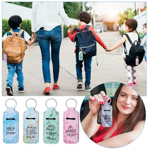 72 Pcs Lipstick Holder Bulk Lipstick Holder Keychain Thank You Inspirational Lip Gloss Pouch Portable(Marble Colors)