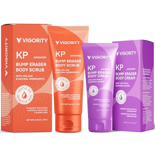 KP Bump Eraser Body Scrub & Keratosis Pilaris Lotion Bundle Set ? Strawberry Legs Treatment for Women - Exfoliates & Deeply Hydrates for Smoother Healthy-Looking Skin
