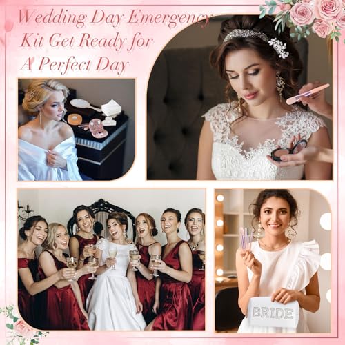 Emergency Kit for Wedding Women 49 Bridal Emergency Kit for Wedding Day, Essentials Survival Set for Team Bride, Travel Items with Makeup Bag for Brides Daily (White)
