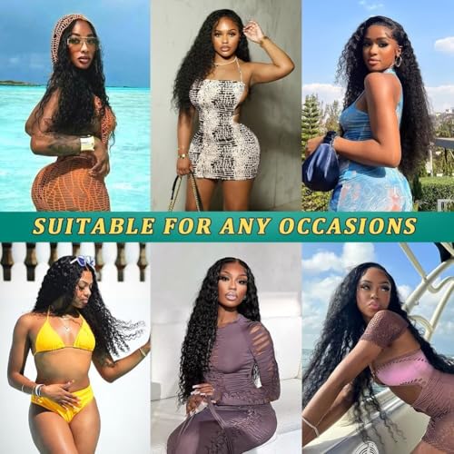 Sweetie 30 Inch Deep Wave Lace Front Wigs Human Hair 210% Density 13x4 HD Transparent Lace Frontal Wigs Deep Curly Human Hair Wig for Women 12A Deep Curly Wigs Human Hair Pre Plucked with Baby Hair