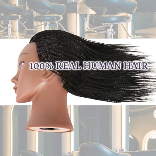 Ineffable 16"Mannequin Head with 100% Real Human Hair Mannequin Head for Braiding Hairstylists Manikin Head Cosmetology Doll Head for Hair Styling (16inch)