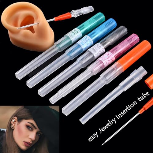 Catheter Piercing Mixed 10Pcs IV Catheter Piercing 14G 16G 18G 20G 22G Ear Nose Piercing Catheter Hollow for Lip Tongue Belly Cartilage Piercing Kit Piercing Supplies