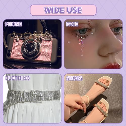 900PCS Self Adhesive Rhinestone Stickers, Gem Sticker for Face, Hair, Craft, Clothes, Shoes, Phone, 3 mm to 5 mm Multicolored Diamond Stickers for DIY