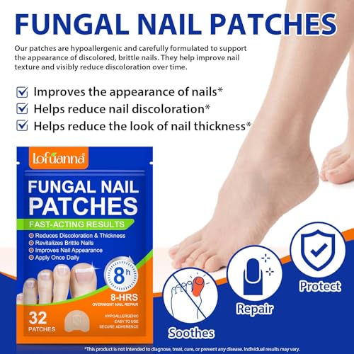 Nail Care Extra Strength - 32 Pcs Nighttime Nail Patches, Overnight Toe Nail Care for a Healthy Appearance, 8-Hour Moisturizing & Nourishing for Toenail, Suitable for Women & Men (1PC)