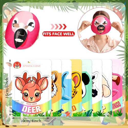 32 Pcs Animal Face Masks Bulk Spa Sheet Skincare Facial Mask Funny Face Skin Care for Women Girls Sleepover Slumber Party
