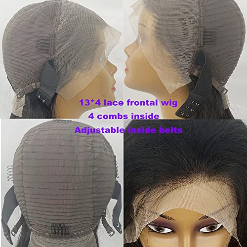 SENSAIRUITE Body Wave Lace Front Wigs Human Hair Wide Lace 180 Density Human Hair Wigs 13x4 Human Hair Lace Front Wigs Pre Plucked 26 Inches Natural Color