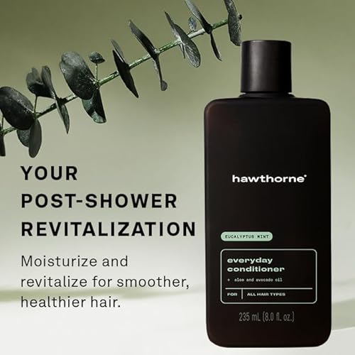 Hawthorne Everyday Conditioner For Men. Mens Conditioner For Stronger, Smoother, Healthier Hair with Plant-Derived Glycerin. Mint and Eucalyptus Scent. Natural, Sulfate Free, Paraben Free. 2-Pack.
