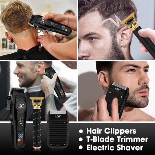 Hair Clippers for Men,3 In1 Cordless Beard Trimmer Electric Shavers,T-Blade Barber Clippers and Trimmer Set,Electric Hair Cut Machines,Men¡¯s Grooming Kit for Gifts,for Home, Barber