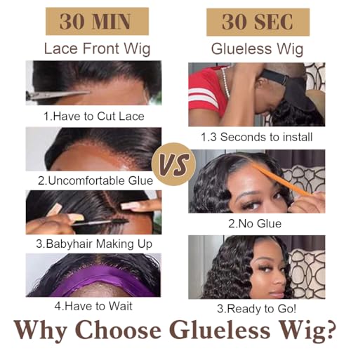32 Inch Chocolate Brown Body Wave Glueless Wig Human Hair Pre Plucked Pre Cut Glueless Lace Front Wig Ready to Wear 6x4 Body Wave 180% Density Closure Wig Natural Hairline #4 Colored Wig