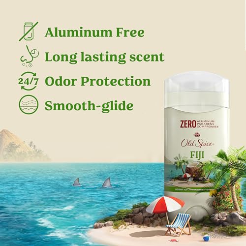 Old Spice Aluminum Free Deodorant for Men, 24/7 Long Lasting Freshness, 24/7 Sweat & Odor Protection, Fiji with Palm Tree Scent Deodorant with Travel-Size Swagger Scent Body Wash, 3 oz (Pack of 3)