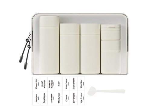 Sprigold 5 Pack Brief and Fashion Travel Bottles TSA Approved, BPA Free Travel Size Travel Containers Refillable Squeeze Bottles for Cosmetic Shampoo Cream Conditioner Lotion Soap… (Nordic white)