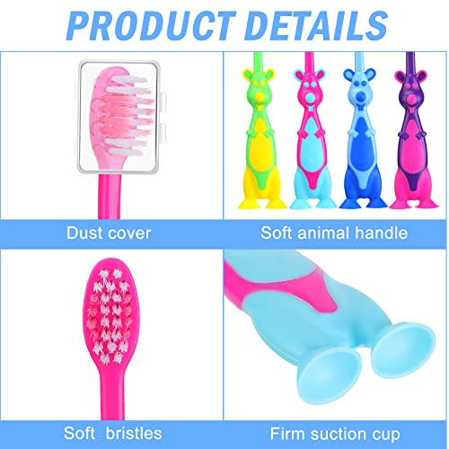 Gerrii Kids Toothbrushes Bulk Soft Lovely Little Kangaroo with Covers Suction Cup Individually Wrapped for Children Toddler Home School Camp Daycare Travel (150 Pcs)