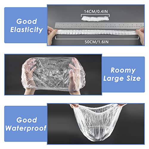 Aquior Shower Cap Disposable, 100 PCS Shower caps Large&Thick Waterproof Clear Plastic Elastic Hair Bath Caps For Women Kids Girls, Hotel and Hair Solon, Travel Spa, Home Use¡¦