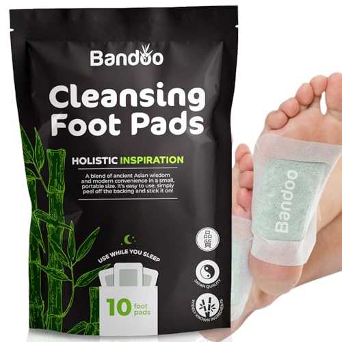 Bandoo Original Deep Cleansing Foot Pads, Premium Natural Bamboo Foot Rana Japanese Pads, Cleanse, Moisturize & Energize for Men & Women, 10