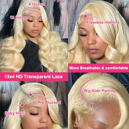 613 Lace Front Wig Human Hair Blonde Wig Human Hair Body Wave 13x4 200% Density 26 Inch Glueless HD Lace Frontal Wig for Black Women Pre Plucked Hairline
