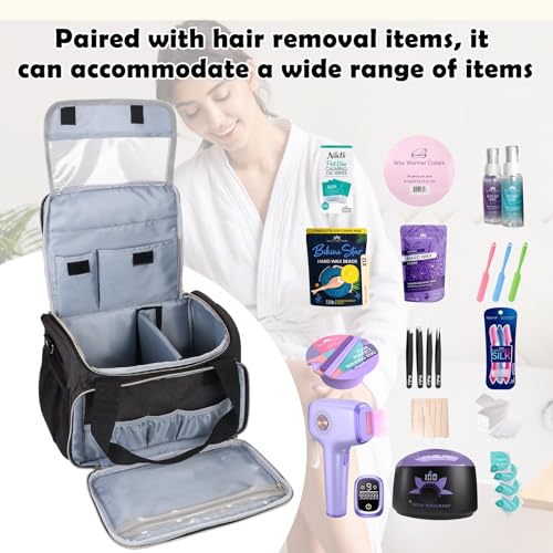 Universal Waxing Kit Carry Bag Compatible with Tress Wellness - Portable Organizer for Wax Warmer, Wax Beans, Pre & After Wax Sprays, and Accessories - Only Bag (Elegant Grey)