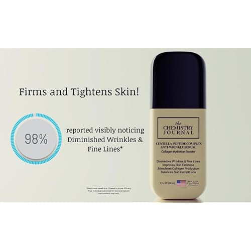 Centella Peptide Complex Anti Wrinkle Serum - Powerful Evening Collagen Hydration Booster, Anti Aging Serum, Tightens Skin, Reduces Fine Lines & Wrinkles. Made in the USA.