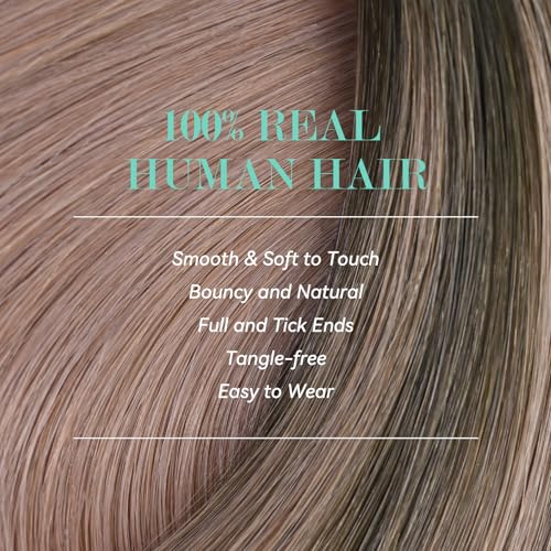 Ukira Ombre Hair Extensions for Women Real Human Hair, 20 Inch 120g 7pcs Dark Brown Fading to Pink Grey Clip in Hair Extensions Real Human Hair, Soft Straight Remy Human Hair Clip ins
