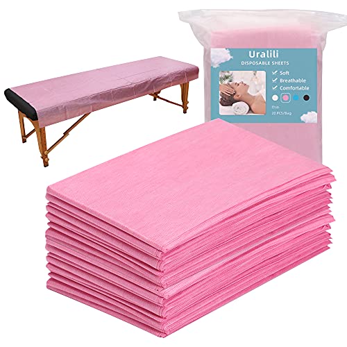 20PCS Massage Table Sheets Disposable Non Woven SPA Bed Cover Breathable Polypropylene Fabric 31" x 70" Thin, Not Waterproof £¨Pink£©