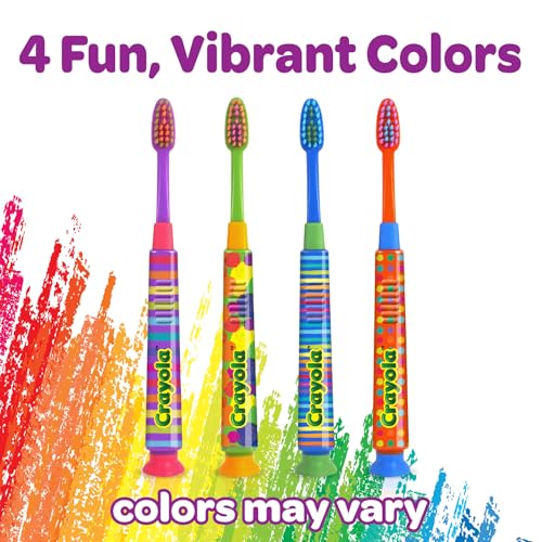 GUM Crayola Deep Clean Children¡¯s Toothbrush, Extra Soft Toothbrush for Kids, Suction Cup Base, Ages 4+, 1 Count(Pack of 4)