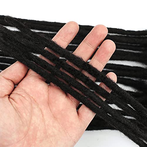 Dreadlocks Extension Human Hair 10inch 0.8cm 60 Strands Locs Extensions Human Hair For Man/Women Permanent Loc Extensions Can Be Dyed Bleached Curled (Natural Black)