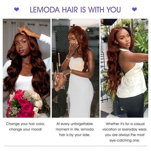 Lemoda Ginger 13x6 Full Lace Frontal Human Hair Wigs 210% Ginger Colored Body Wave 13x6 HD Transparent Lace Front Wigs 20Inch Brazilian Virgin Human Hair Pre Plucked