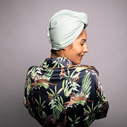 2 PCS Tee Shirt Drying Wrap, Frizz Free, Soft & Lightweight&Flexible, Hair Drying Turban, Gentle Drying Towel Wrap with Button, for Long Hair (Sage&Pink)