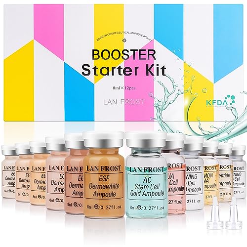 BB Facial Glow Starter Kit Hydration Serum Foundation Skincare Mix 0.27oz Hydration Ampoule and Essence Foundation 12 Vials Glow Pigment Skincare Kit (Multicolor)