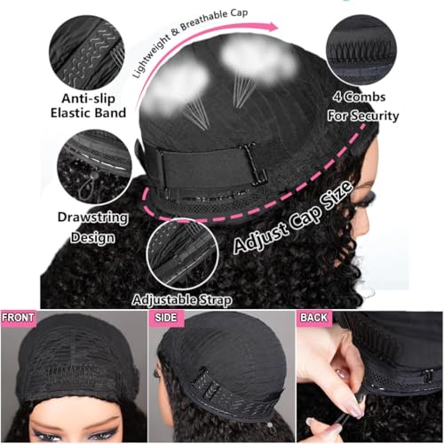 20 Inch Kinky Curly Half Wig Human Hair 200 Density Upgrade 3 In 1 Seamless Flip Over Half Drawstring Wigs Human Hair Glueless Wear And Go Beginner Friendly Glueless Wigs Human Hair For Black Women
