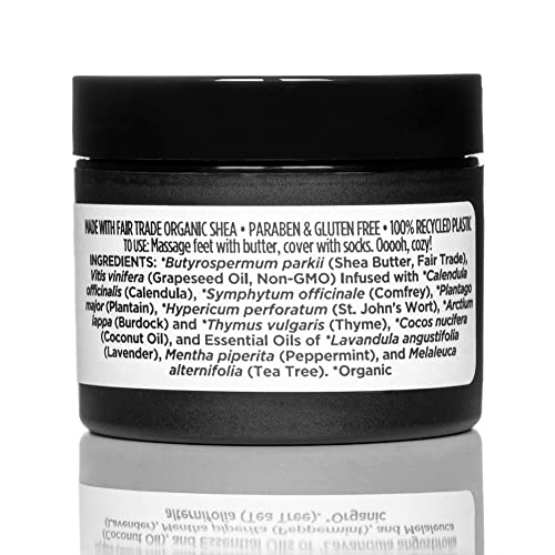 Ora's Amazing Herbal Foot Care Butter, Heel Balm, Foot Balm, Repair Cream for Dry Cracked Heels & Feet, Lavender, Tea Tree & Peppermint, 100% Recycled Plastic Jar, 2 oz