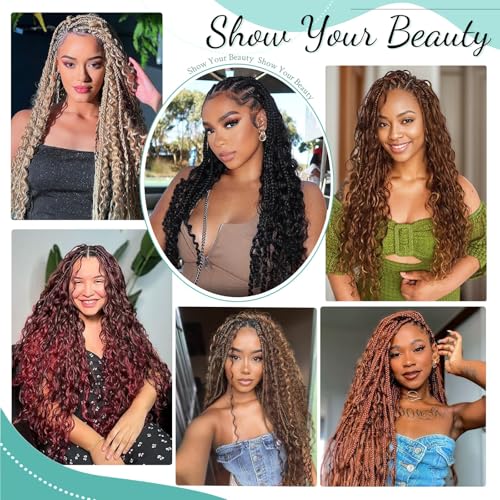 Human Braiding Hair for Boho Braids Human Hair 110g 20 Inch Curly Boho Hair for Braiding Knotless 12A Deep Wave Bohemian 3 Bundles/Pack Chocolate Brown
