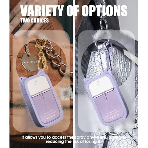 1 Pack Silicone Case Compatible with Touchland Hand Sanitizer Spray (Fit for 1 FL OZ/30 mL Ver), Portable keychain Cute Color Ears (Purple)