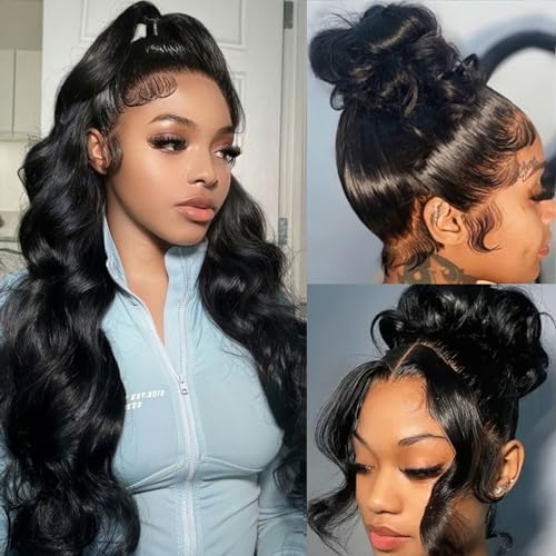 360 Lace Front Wigs Human Hair Body Wave 220 Density HD Lace Front Wigs Pre Plucked Full Lace Wigs For Women Natural Hairline With Baby Hair (24 Inch)