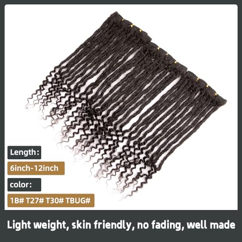 Originea 0.6cm Thickness 100% Real Human Hair Dreadlock Extensions curly ends Handmade Permanent loc Extensions Bundles Can Be Dyed Bleached Curled Twisted (1B#, 14 Inch 60 Strands)