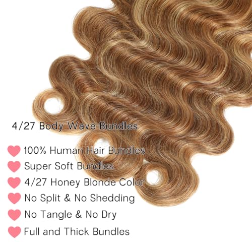 Bundles Human Hair Body Wave Hair Weft 18 20 22 24 Inch Raw Unprocessed 12A Virgin Human Hair Bundles Remy Hair Bundles Ombre Honey Brown Bundles Human Hair