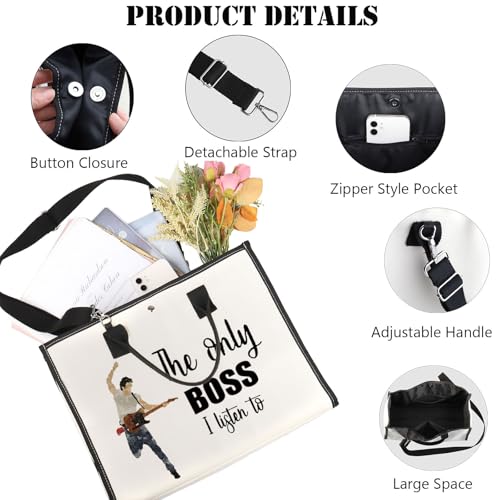 JNIAP Singer Fans Cosmetic Makeup Bag Rock Music Lover Gifts The Only Boss I Listen To Music Zipper Pouch Bag Singer Merchandise (only boss tote)