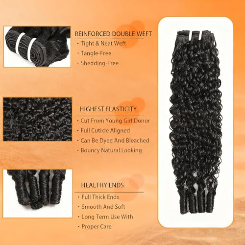 22 24 26 inch Burmese Curly Bundles Human Hair 3C4A Spiral End Quick Water Wave Human Hair Bundles Extensions 3Pcs for Women Natural Black
