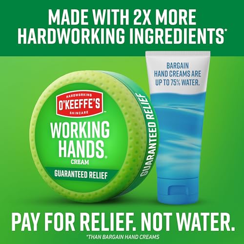 O'Keeffe's Working Hands Hand Cream for Extreme Dryness - 3.4 oz Jar (1 Pack) - Repairing Skincare for Cracked, Dry Hands