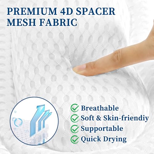 Bath Pillow Bathtub Pillow, Luxury Bath Pillows for Tub Neck and Back Support, Tub Pillow for Bathtub Headrest with Laundry Bag, Bath Accessories for Women Relaxing Spa Gifts, White Bath Tub Pillow