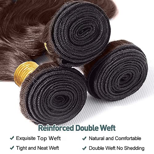 Brown Bundles Human Hair Color 4 Water Wave Bundles 24 26 28 Inch Niegmeag Double Weft Dark Brown Wet and Wavy Bundle Hair Weave Brazilian Virgin Remy Hair Extensions