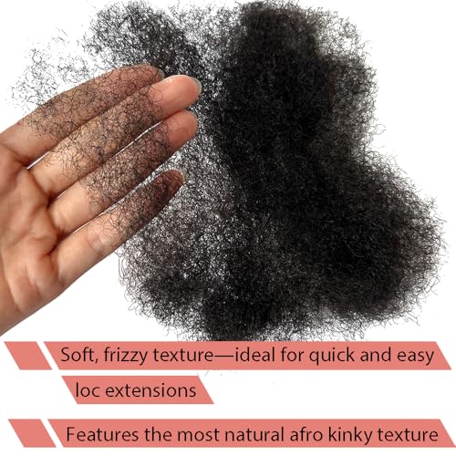 Tight Afro Kinky Human Hair for Dreadlocks,Ideal for Making Locs,Repair Extensions,Twist or Braids 4 Bundles/Package Natural Black #1B 8inch