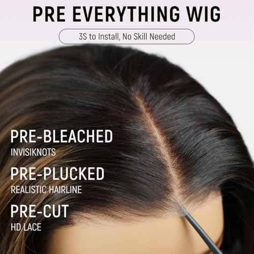 mscoco Bob Wig Human Hair 6¡¿5 Glueless Wigs Human Hair Pre Plucked Pre Cut 180% Density Closure Highlight Wig Human Hair for Black Women 1B/2/30 Wear and Go Honey Blonde Bob Wig 12inch