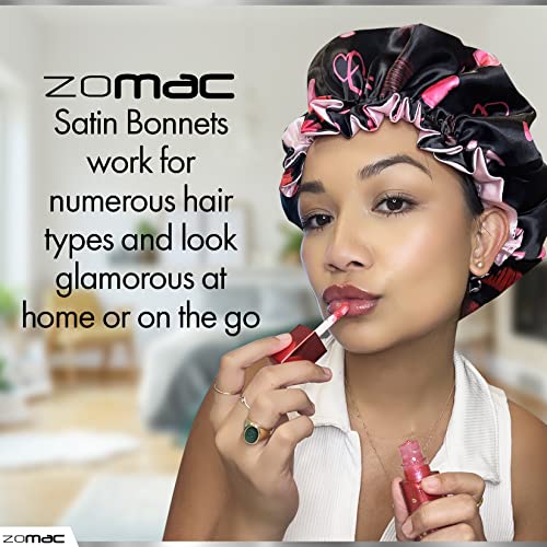 Satin Bonnet with 14 in 1 Miracle Worker Hair Moisturizer, Shampoo, and Conditioner Gift Set. Includes Gift Bag. Pamper Yourself or a Friend (Hearts)