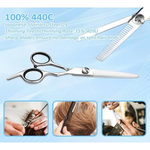 Hair Cutting Scissors, Thinning Shears Kit. Premium Stainless Steel Salon Scissors, Edge Scissor, Razor.for Hairdressing, Salon and Home