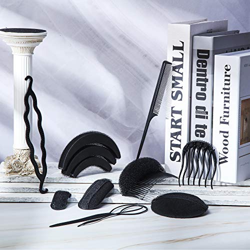 16 Pieces Hair Bump Sponge, Padding Volume Insert Tools, Simple Braid Tools, Bases up Combs, Hair Styling Accessories for Girls & Women