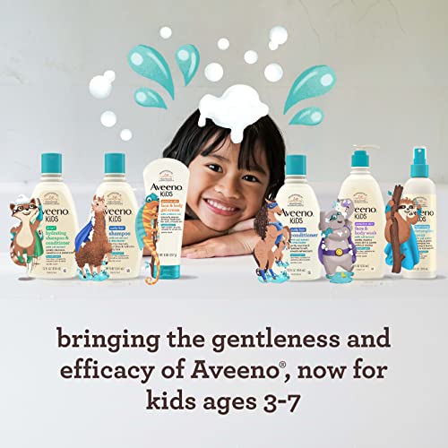 Aveeno Kids Face & Body Wash for Sensitive Skin, Oat Extract, Tear-Free, Non-Drying, Light Scent, Pump Dispenser, Hypoallergenic, Phthalate, Sulfate & Dye Free, 18 fl oz
