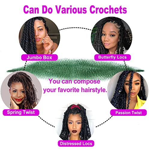 Afro Twist Hair 6Packs 24Inch Springy Afro Twist Hair Synthetic Marley Crochet Braiding Hair (24 Inch (Pack of 6), D-Green) ¡¦