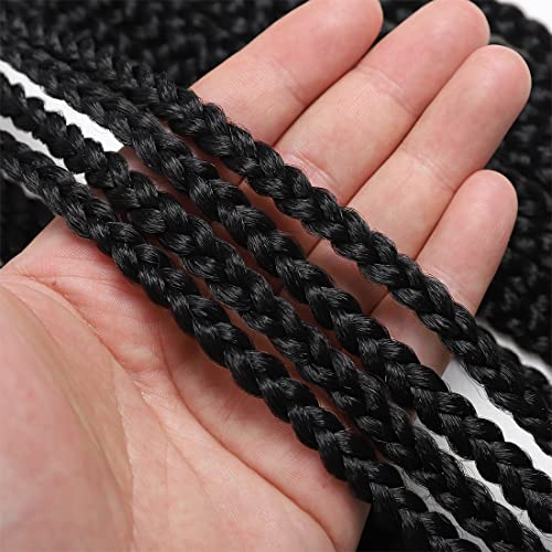 Crochet Box Braids Hair pre looped Goddess Box Braids Crochet Braiding 7 Packs 3x Crochet Hair (14 inch, 1B)