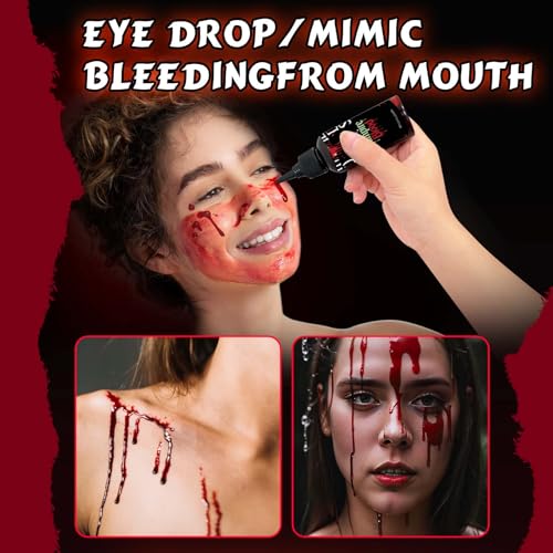 Fake Blood spray,2.01FL.OZ Vampire Blood Makeup,Halloween Fake Blood Spray Eye Blood Drops Body Paint£¬Blood Splatter for Clothes,Halloween Zombie Monster Vampire Blood Costume Cosplay Makeup,1PC